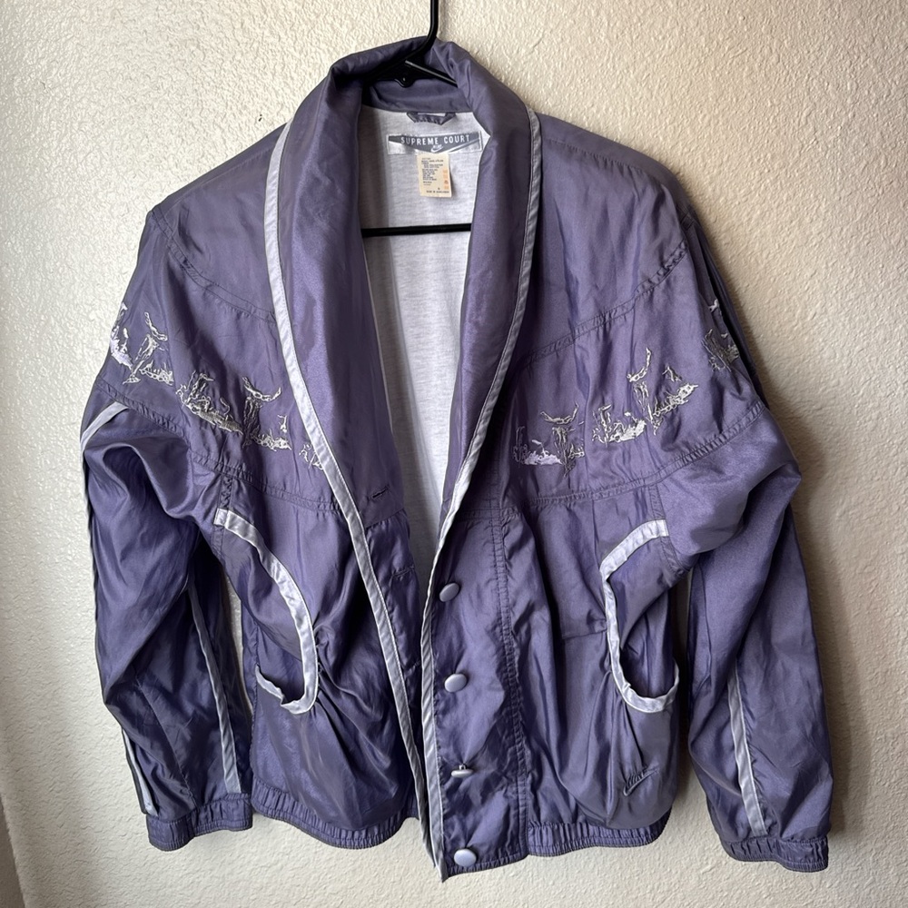 Vintage 1980s Supreme Court Purple Embroidered track suit Jacket